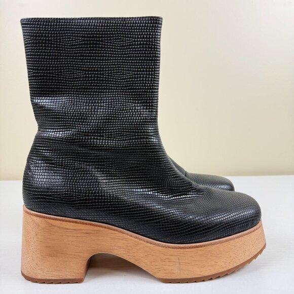 Charlotte Stone Shoes - RARE NEW Charlotte Stone Isla Black Snakeskin Print Leather Clog Boots